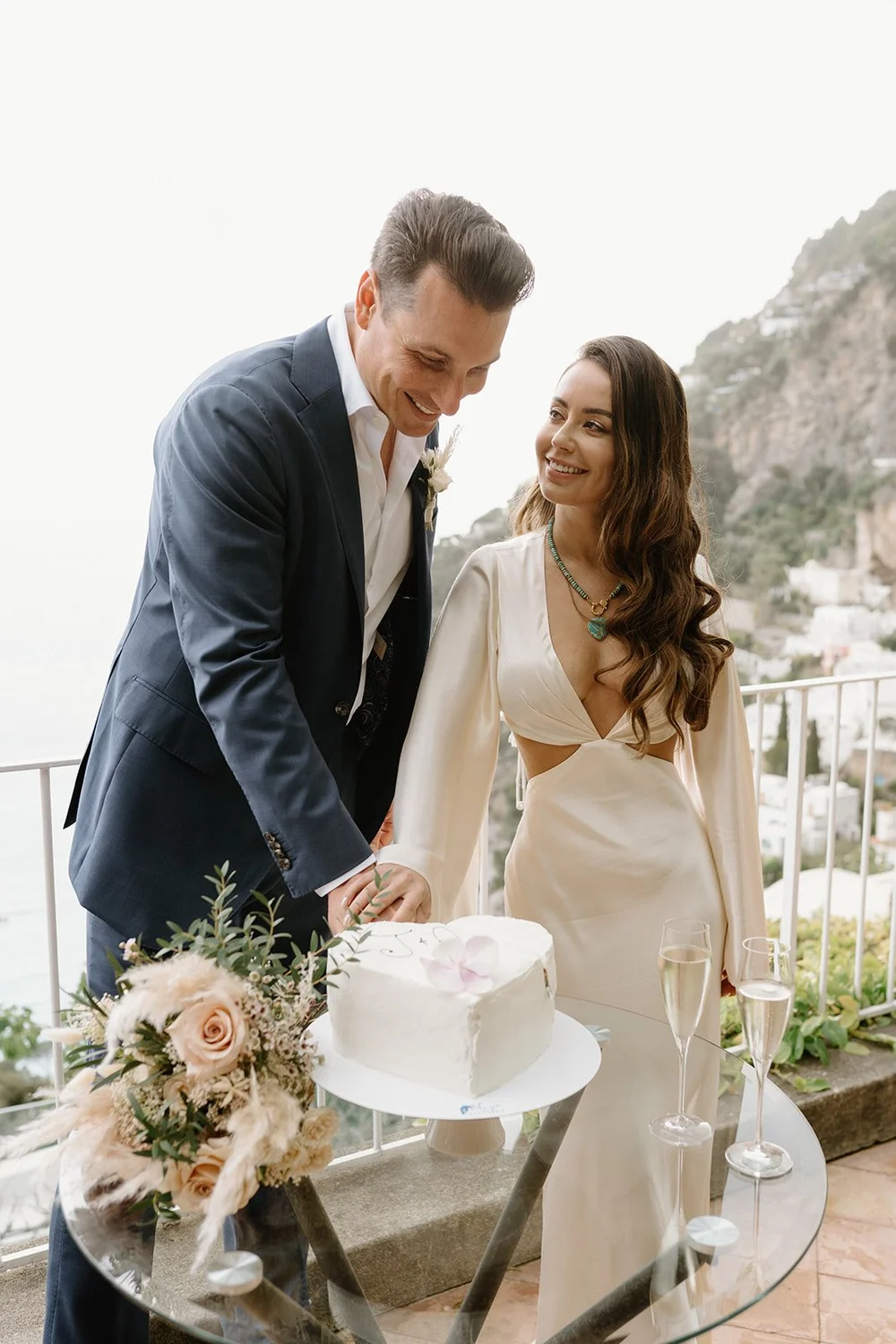 A terrace above Positano, and the sea at golden hour — already designed elopement, Amalfi Coast, Campania