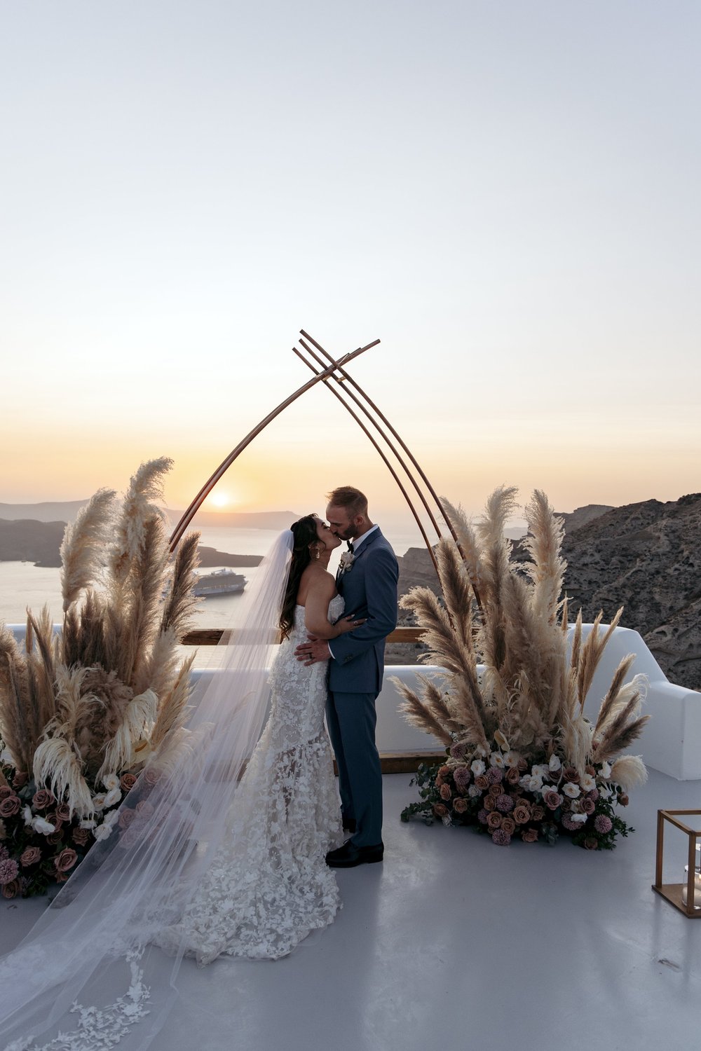 Sunset over the Santorini caldera — already designed elopement, Santorini, Cyclades